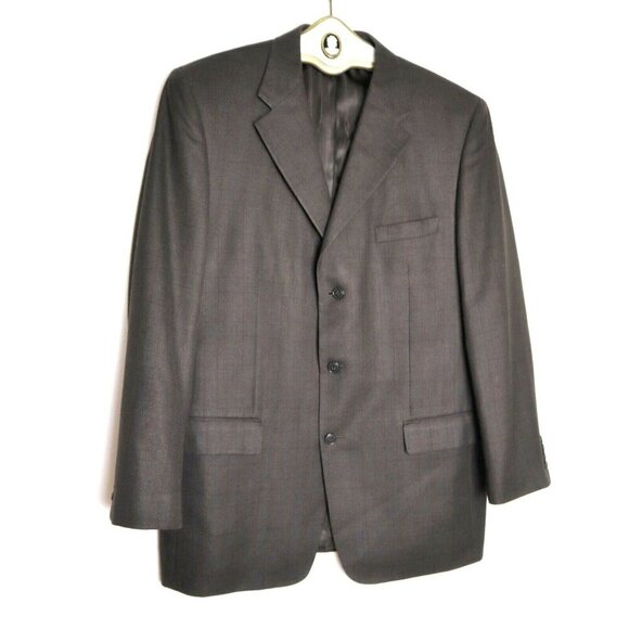 MEN'S BROWN PLAID WOOL SILK BLAZER SPORT COAT - ROBERTO VILLINI COUTURE SIZE 44L - Picture 1 of 7